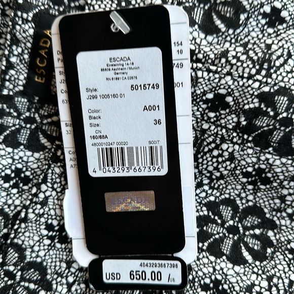 ESCADA black/white lace-look jeans size 36 EU, NWT - Picture 10 of 14